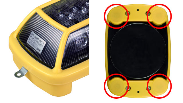 電池式LED警告灯ニコハザード fab：光の点滅だけでなくブザーの音でも 