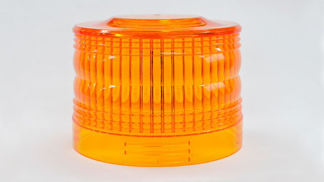 LED回転灯ニコトーチ・90：グローブには発光面を広げるフレネルレンズ構造を採用｜日惠製作所