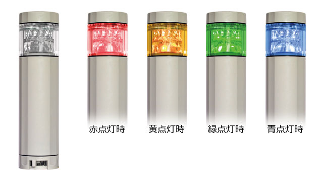 LED積層灯ニコタワー・プリズム 多色：1段で4色の発光、点灯のみと点灯 ...